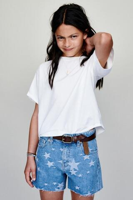 ZARA ДЖИНСОВЫЕ ШОРТЫ СО ЗВЕЗДАМИ, СИНИЙ