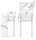 Консоль с раковиной Burlington Edwardian Cloakroom B8 51x30