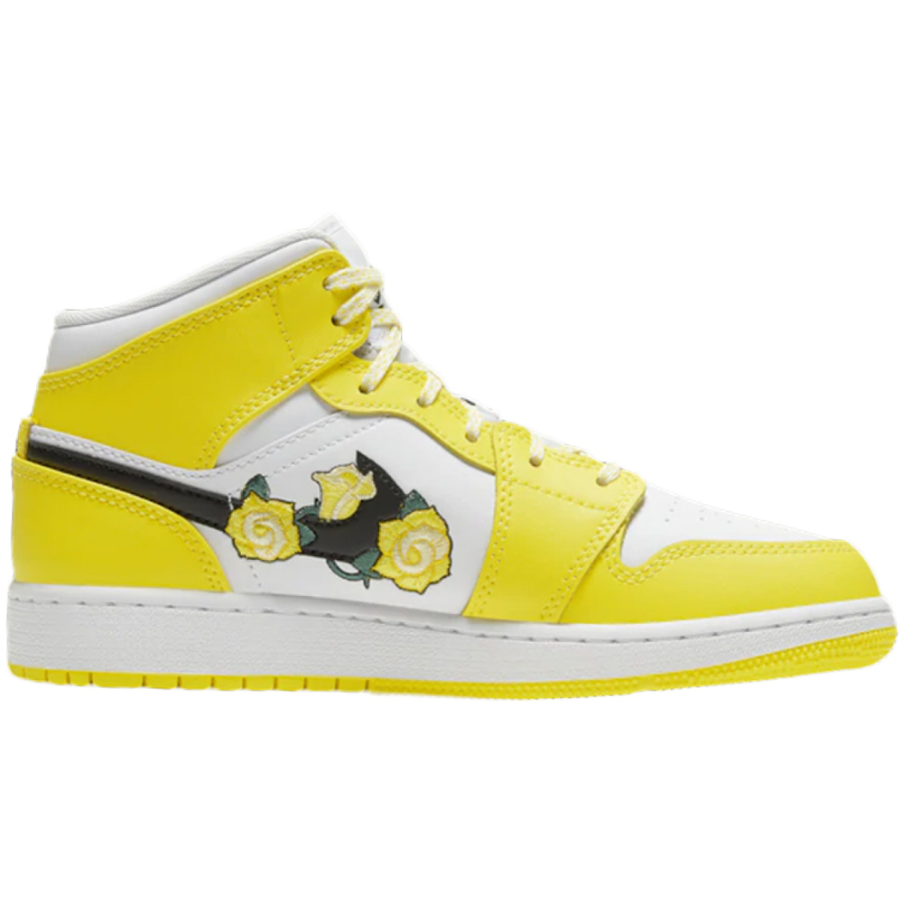 Кроссовки Air Jordan 1 Mid SE GS Rose Patch - Dynamic Yellow