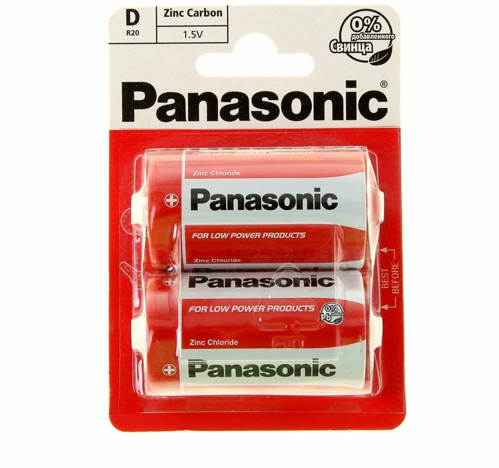 Батарейка PANASONIC Zink Carbon R20