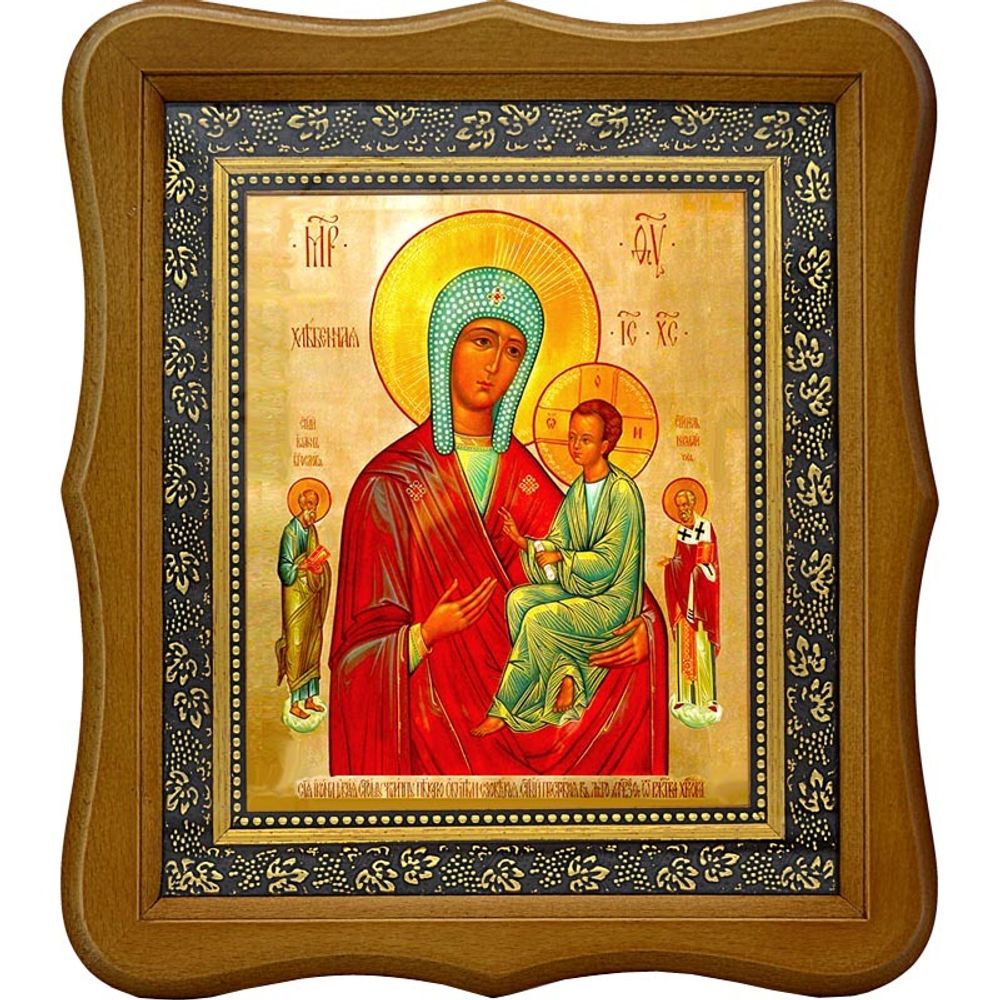 Хлебная икона Божьей Матери на холсте.
