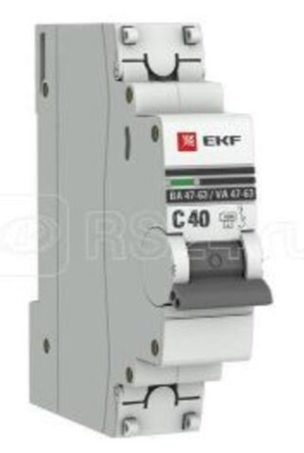 Выключатель автоматический модульный 1п C 40А 4.5кА ВА 47-63 PROxima EKF mcb4763-1-40C-pro