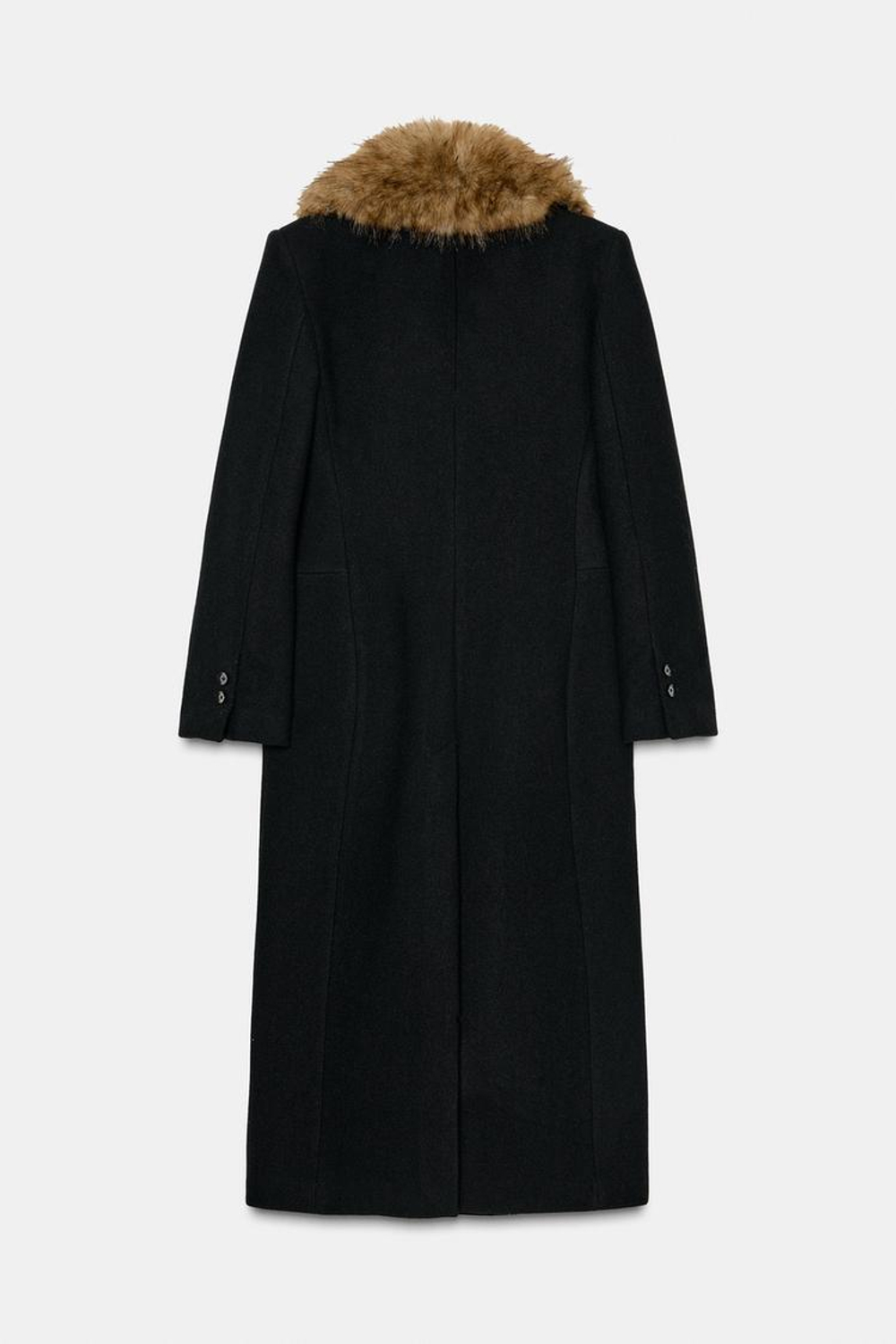 ZARA ПАЛЬТО С ВОРОТНИКОМ ИЗ ИСКУССТВЕННОГО МЕХА, ЧЕРНЫЙ