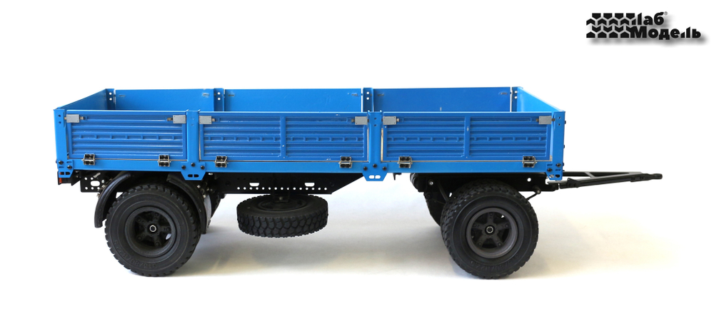 Trailer 2-axle flatbed in scale 1/14