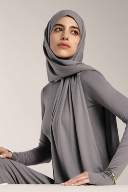 Хиджаб Молик двухслойный серый