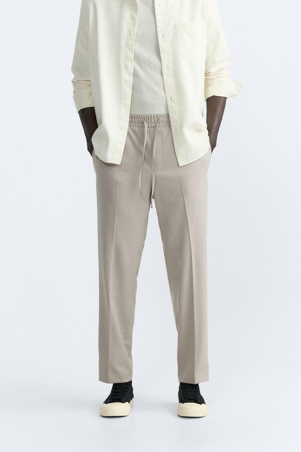 ZARA БРЮКИ-ДЖОГГЕРЫ КОМФОРТНОЙ ПОСАДКИ, СВЕТЛЫЙ СЕРО-КОРИЧНЕВЫЙ