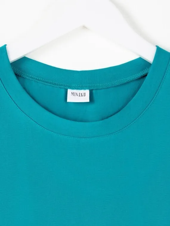 Футболка женская MINAKU: Basic line, цвет аквамарин, размер 50