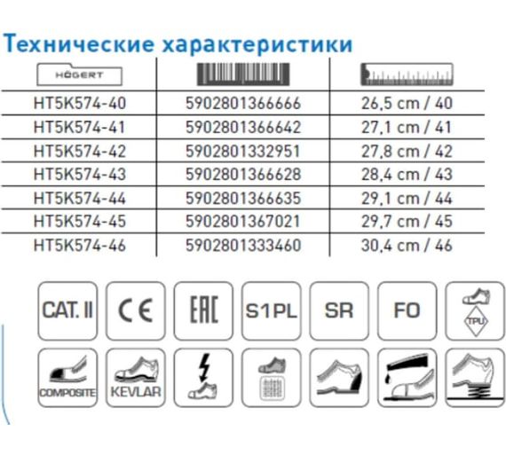 Полуботинки рабочие WARNOW RIPSTOP S1PL SR FO Högert, арт. HT5K574