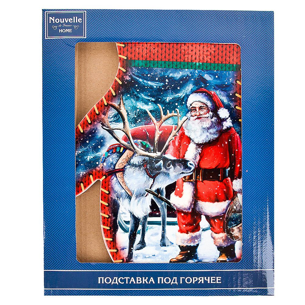 Подставка под горячее с пробкой "Лапландия" 20*25*0.5см. (3вида) (подарочная упаковка)