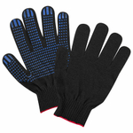 Перчатки хлопчатобумажные, КОМПЛЕКТ 100 ПАР, 10 класс, 40-42 г, 116 текс, ПВХ-точка, LAIMA ЛЮКС ЧЕРНЫЕ