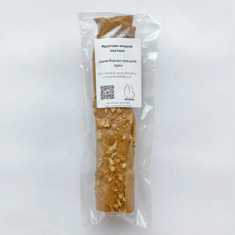 Пастила  из дыни, банана и грецкого  ореха. "Белкин снек", 50 г