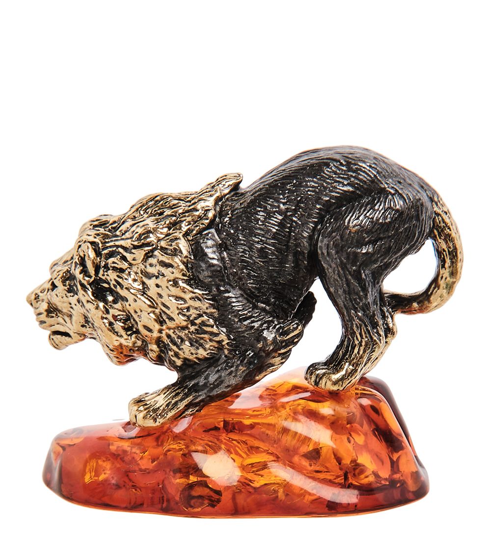 Народные промыслы AM-3159 Фигурка «Лев Скар» (латунь, янтарь)