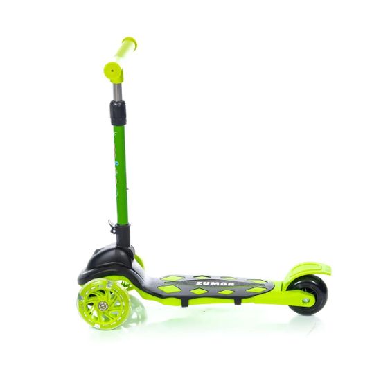 Самокат трехколесный со светящимися колесами Micar Zumba 2022 чёрный, зеленый