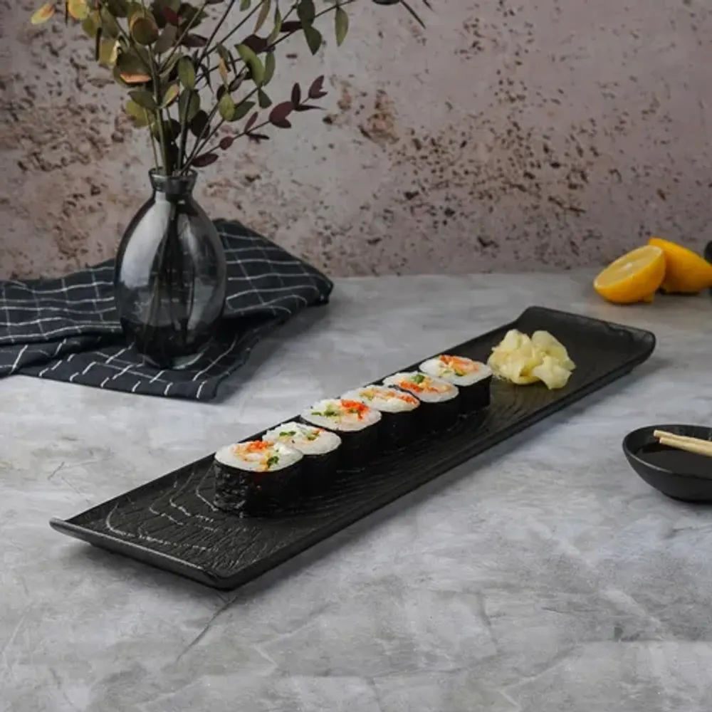 Блюдо прямоугольное 47*10 см h2 см с бортами Side Up2 Black Raw Wood P.L. Proff Cuisine [3]