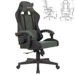 Кресло компьютерное BRABIX "Striker GM-121", синхромеханизм, 2 подушки, экокожа/велюр, черное/серое, 532961