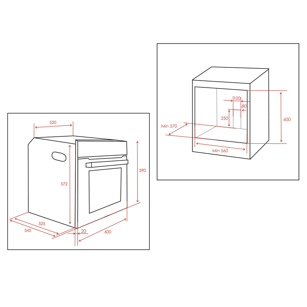 Электрический духовой шкаф встраиваемый GINZZU HOE-120 черный с конвекцией, 9 программ