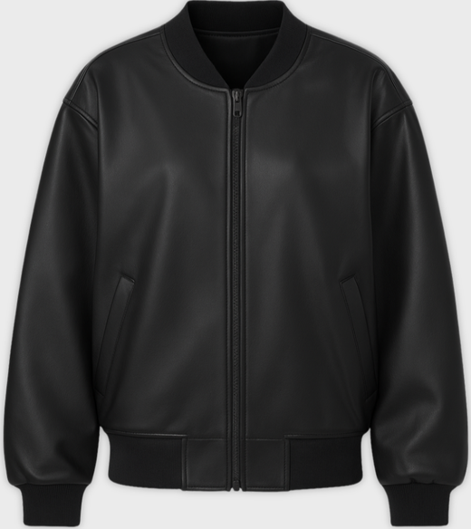 Бомбер из чёрной кожи