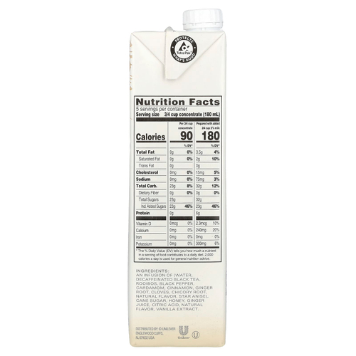 TAZO, Чай латте без кофеина, концентрат черного чая, 946 мл (32 жидк. унц.)