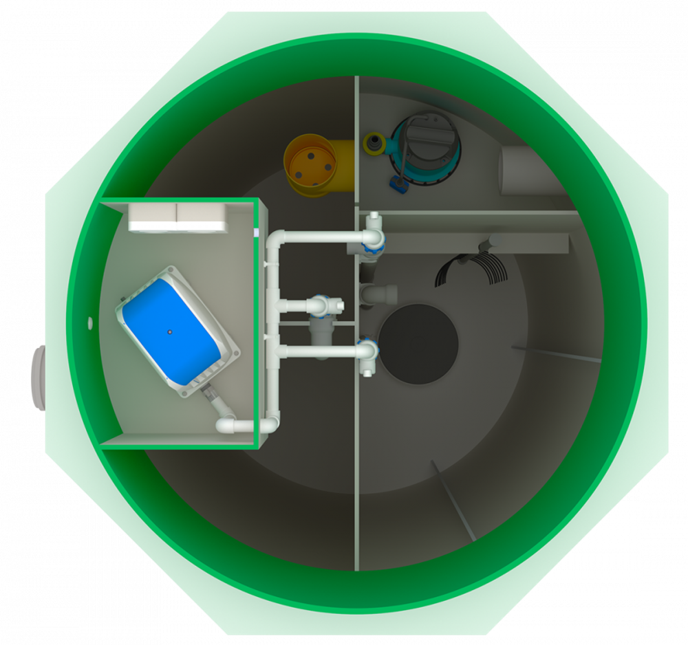Станция глубокой биологической очистки
 Мультпласт СТ (Заубер) 3 вертикальный / 500 л. в сутки / до 3 чел. / принудительный сброс / компрессорная аэрация (1180x1180x1910см;106кг;) - арт.552040