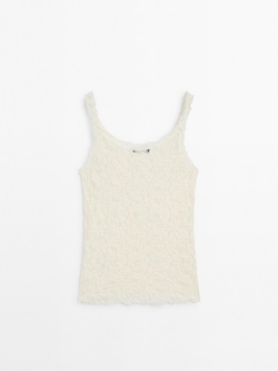 Massimo Dutti Топ на бретелях, натуральный, кремовый