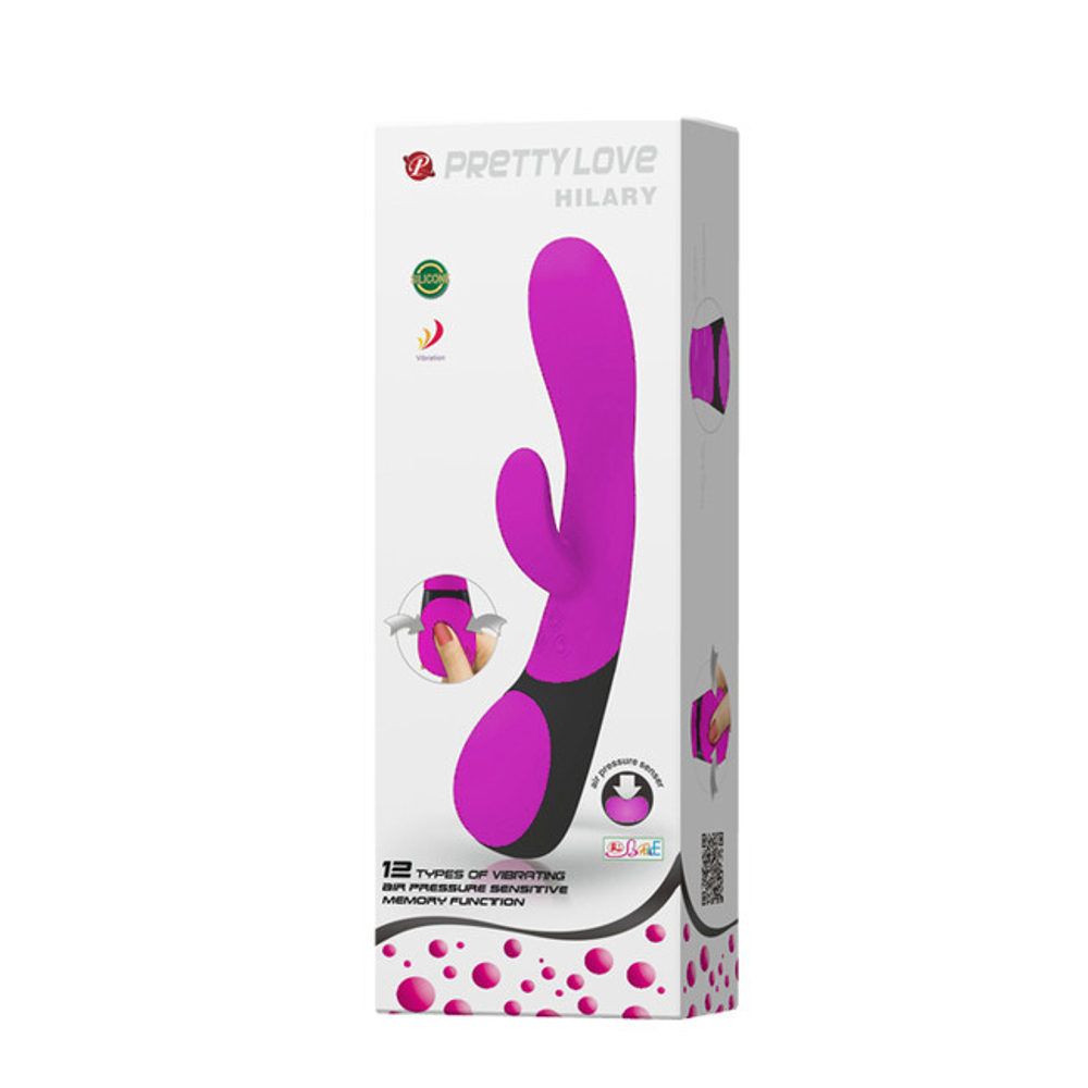 Интимный вибратор с клиторальным стимулятором Pretty Love Hilary (Цвет: Малиновый)