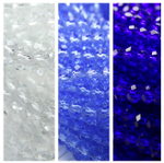 Хрустальные бусины "рондель", комплект из трех цветов: белый, светло-голубой, синий, размер: 4х6 мм, общее количество: 170-180 бусин.