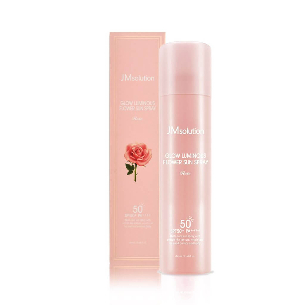 Спрей для лица солнцезащитный с розовой водой  JMsolution Glow luminous flower sun spray, 180 мл