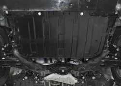 Защита картера и КПП Rival для Mazda 3 BM (V - 1.5; 1.6; 2.0) 2013-2018/Mazda 6 GJ (V - 2.0; 2.5) 2012-2018 2018-н.в./Mazda CX-5 I, II (V - 2.0; 2.5) 2011-2017 2017-н.в./Mazda CX-9 II (V - 2.5) 2016-н.в., сталь 1.5 мм, с крепежом, штампованная, 111.3825.1