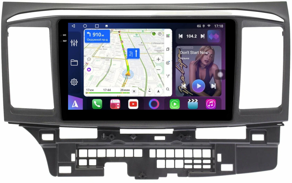 Магнитола для Mitsubishi Lancer X 2007-2016 - FarCar BM037-9/3281M монитор 9.5" QLED на Android 14, TS10, 4+32Гб, CarPlay, 4G SIM-слот