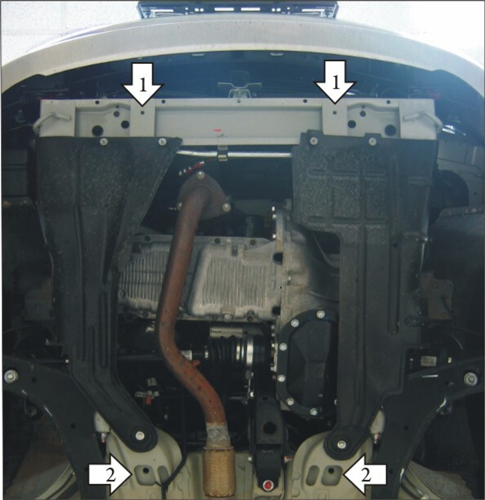 Усиленная защита Motodor картера двигателя, кпп. 2 мм, сталь. для Daewoo Nexia 1995-1997,Daewoo Nexia 2008-2015,Daewoo Nexia 2003-2007,Daewoo Nexia 1997-2003 арт.00511