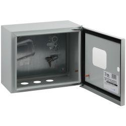 Корпус металлический ЭРА SIMPLE ЩМПг-02 с окном (250х300х175) IP54 У2 серый | Корпуса металлические с монтажной панелью