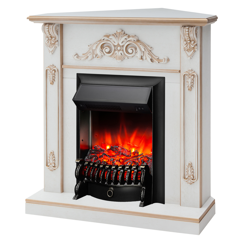 Каминокомплект Real Flame Anita Corner WT с очагом Fobos Lux Black (угловой) (без пульта)