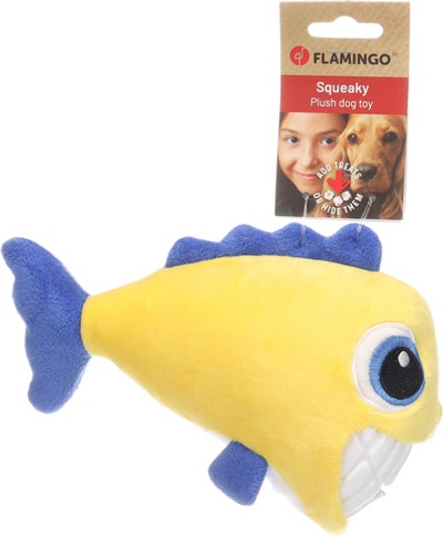 Игрушка для собак Рыба, для лакомств, 11 х 22 х 13 см, плюш/TPR, Flamingo