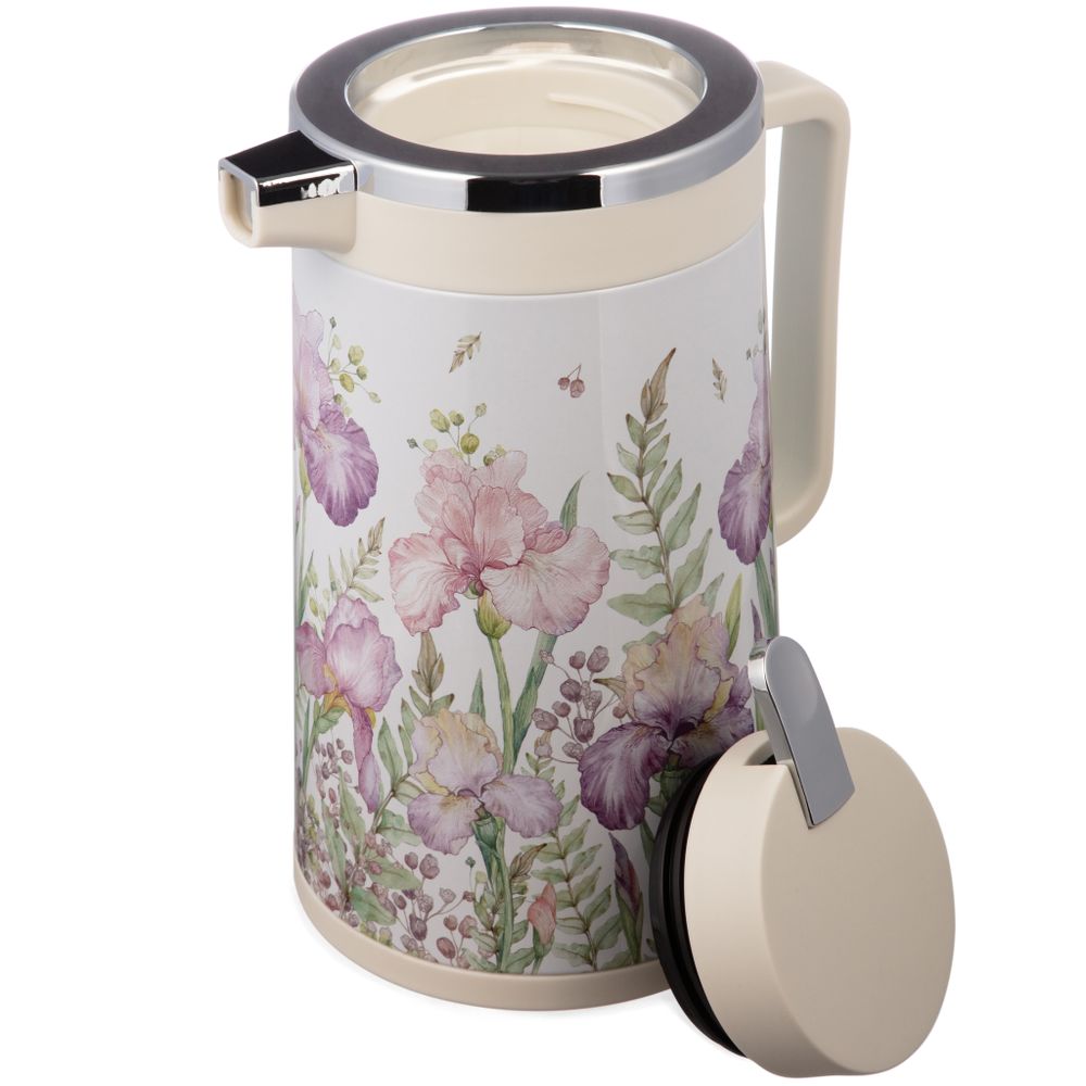 ТЕРМОС СО СТЕКЛЯННОЙ КОЛБОЙ, 950 МЛ, КРЫШКА С КЛАПАНОМ, СЕРИЯ "IRISES"