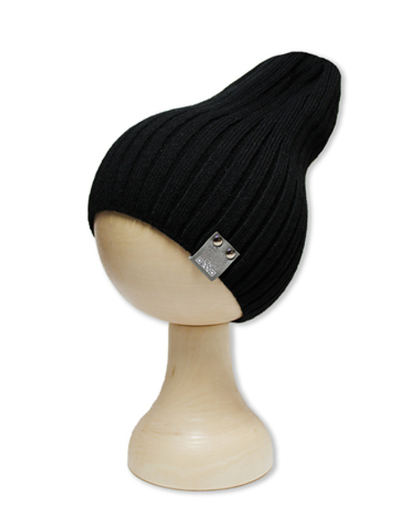 Шапочка вязаная в рубчик Чиполлино Черный полушерсть RinaAmari