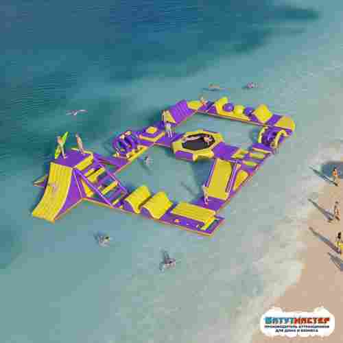 Коммерческий надувной аквапарк на воде «Фиолетовое лето» 25×15×5 м