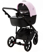 Детская коляска Adamex Nola Deluxe 3 в 1 N-SD101 (РОЗОВ.ЗЕФИР КОЖА + ЧЕРН. КОЖА)