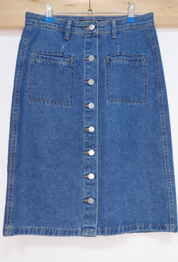 Юбка джинсовая синяя на пуговицах до колена размер 42 44 XS S