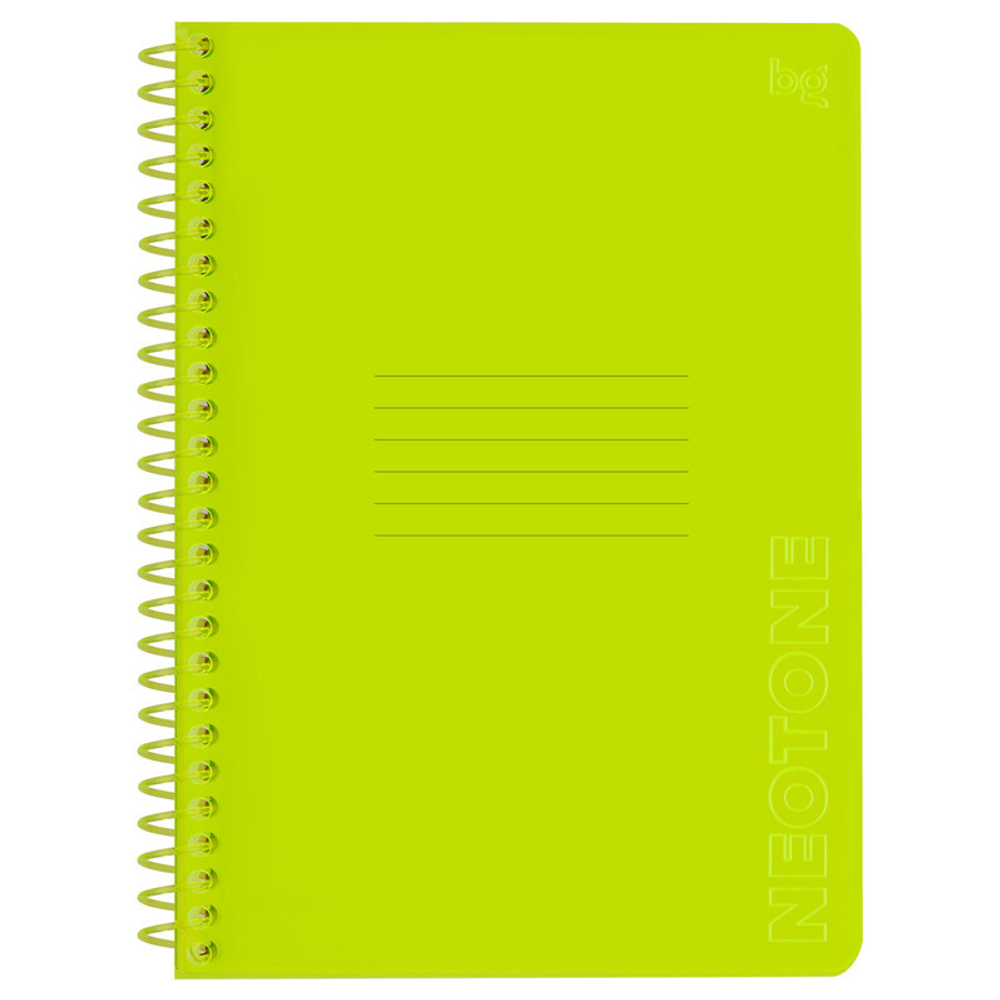 Тетрадь 48л., А5, клетка на пластиковом гребне, BG "Neon. Yellow", пластик