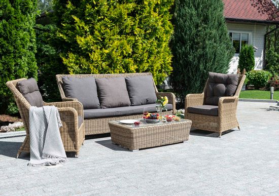 "Гляссе" лаунж-зона из искусственного ротанга, цвет соломенный