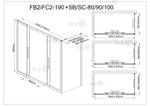 Душевой уголок AvaCan FB2 190-210  + SB90