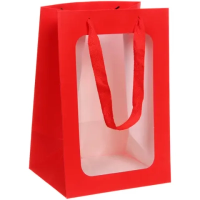 Пакет для цветов и подарков»Искренний подарок» 20*16*30 см, Красный