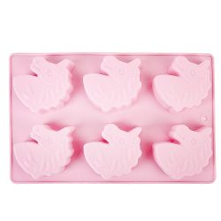 Форма силиконовая для выпечки 6 ячеек "Единорог" 6,5*7*3см/ 26*17*3см. (4вида) (силикон)