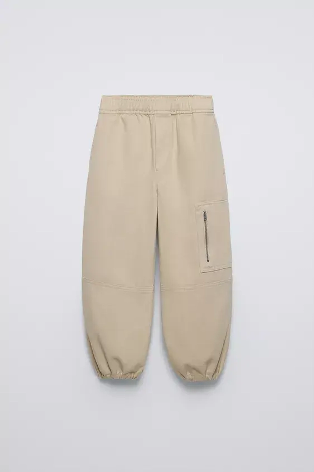 ZARA БРЮКИ ИЗ МЯГКОЙ ТКАНИ С ЭЛАСТИЧНЫМ ПОЯСОМ, СВЕТЛО-БЕЖЕВЫЙ