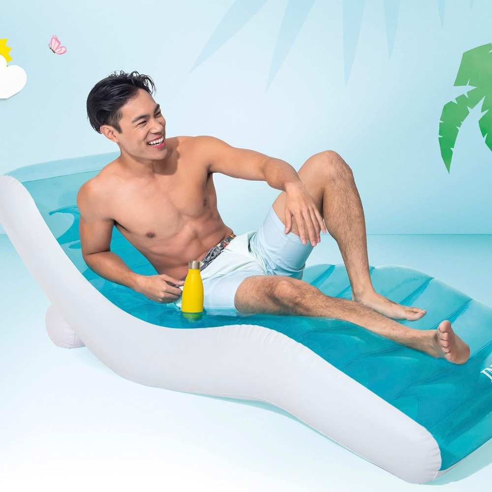 Надувной матрас шезлонг для плавания Intex 56874 Splash Lounge 191х99 см до 100 кг с подстаканником и ручками
