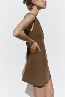 ZARA КОРОТКОЕ ПЛАТЬЕ БЕЗ РУКАВОВ, КОРИЧНЕВЫЙ