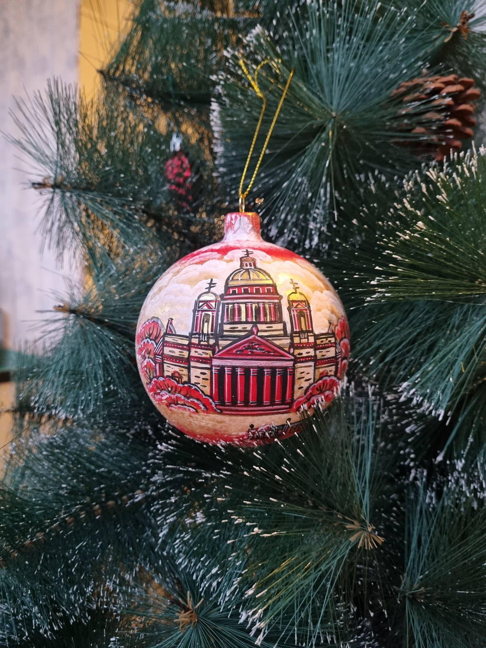 Шар стеклянный "Исакиевский собор",  ручная роспись