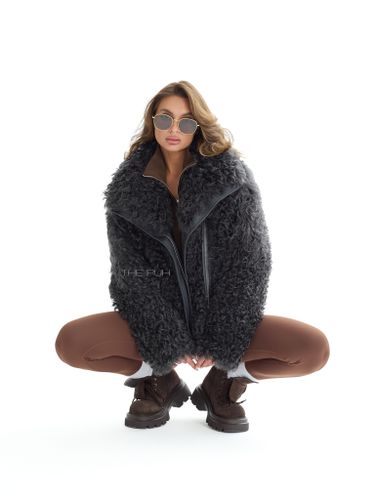 Графитовая шуба-косуха из овчины калган