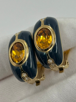 Клипсы с синей эмалью и кристаллами Burberrys