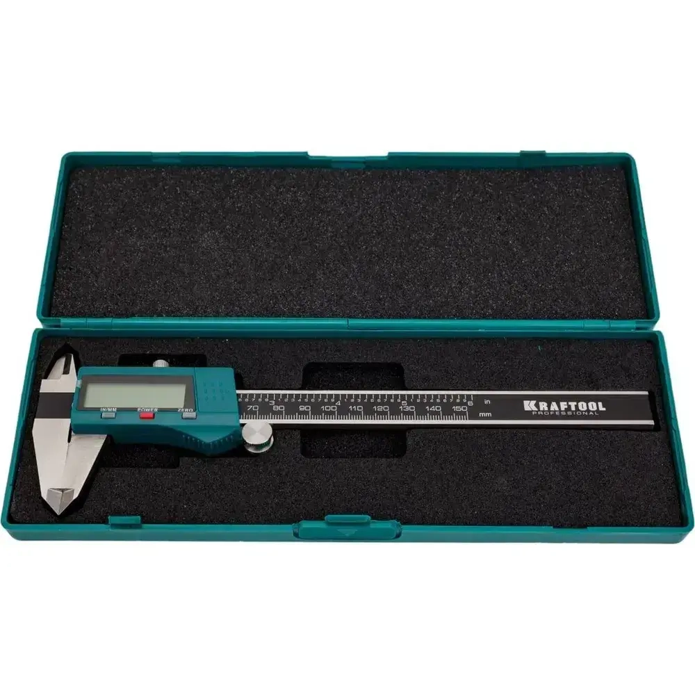 Штангенциркуль электронный KRAFTOOL 150 мм, нерж.сталь, мм/дюймы, дисплей , кейс